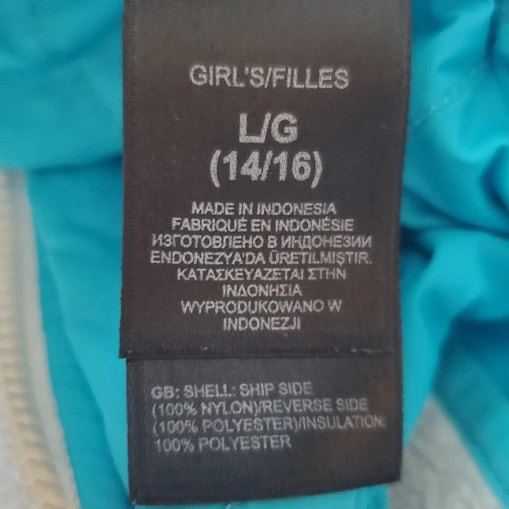 The North Face Girls Reversible Fleece Hooded Jacket Girls Large 14/16 Turquoise